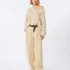 Pullover aus Baumwollgarn und Pailletten, beige