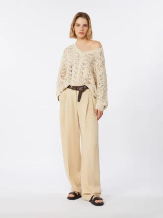 Pullover aus Baumwollgarn und Pailletten, beige