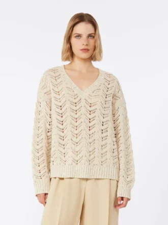 Pullover aus Baumwollgarn und Pailletten, beige