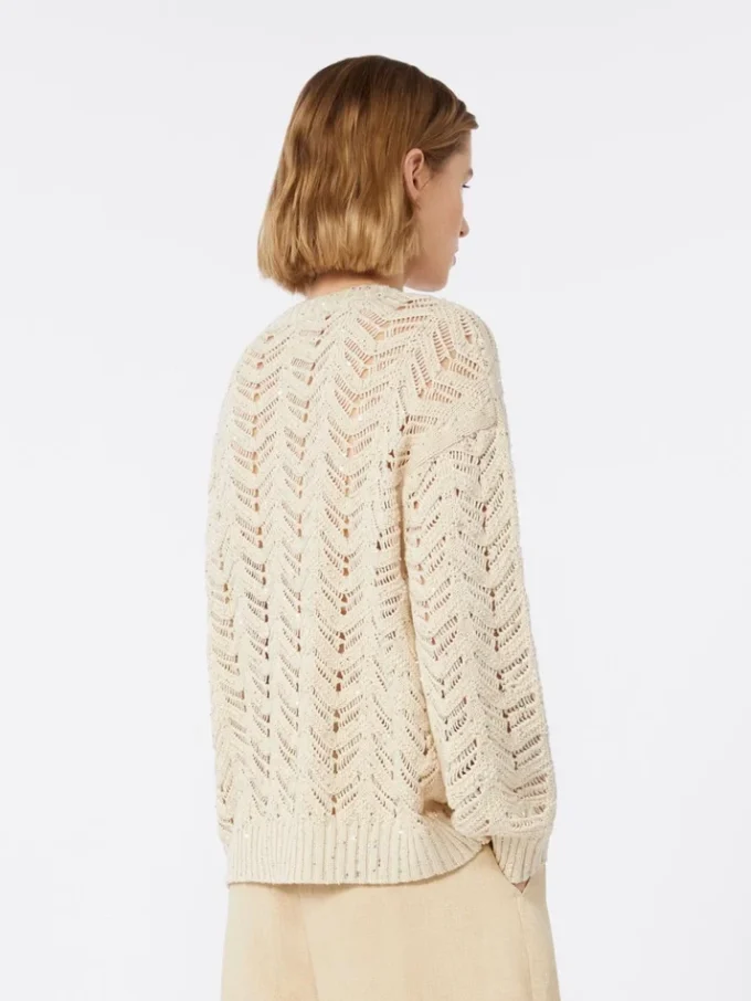 Pullover aus Baumwollgarn und Pailletten, beige