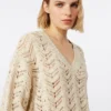 Pullover aus Baumwollgarn und Pailletten, beige