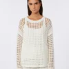 Pullover aus Baumwollmesh, optisches Weiß Pullover aus Baumwollmesh, optisches Weiß