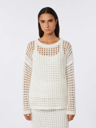 Pullover aus Baumwollmesh, optisches Weiß