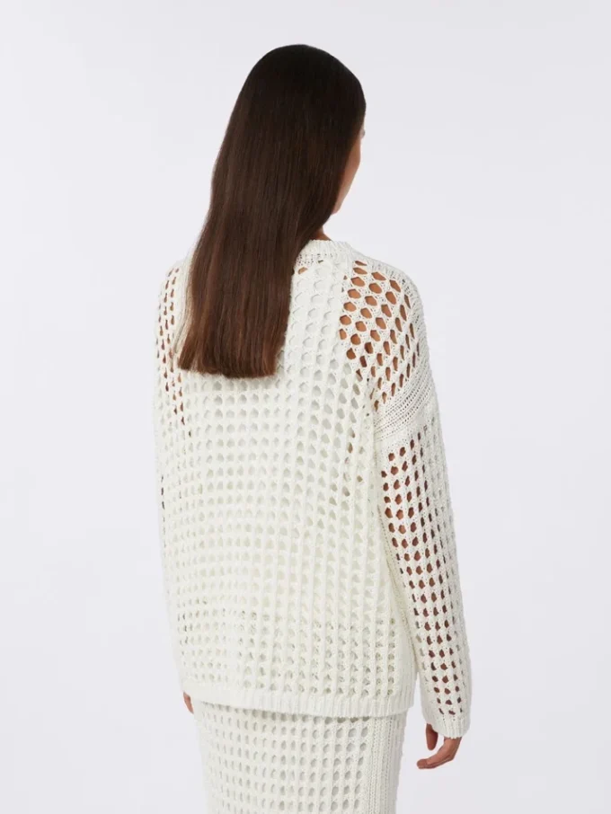 Pullover aus Baumwollmesh, optisches Weiß Pullover aus Baumwollmesh, optisches Weiß