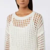 Pullover aus Baumwollmesh, optisches Weiß Pullover aus Baumwollmesh, optisches Weiß