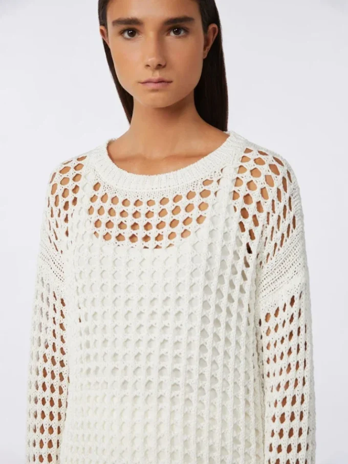 Pullover aus Baumwollmesh, optisches Weiß Pullover aus Baumwollmesh, optisches Weiß