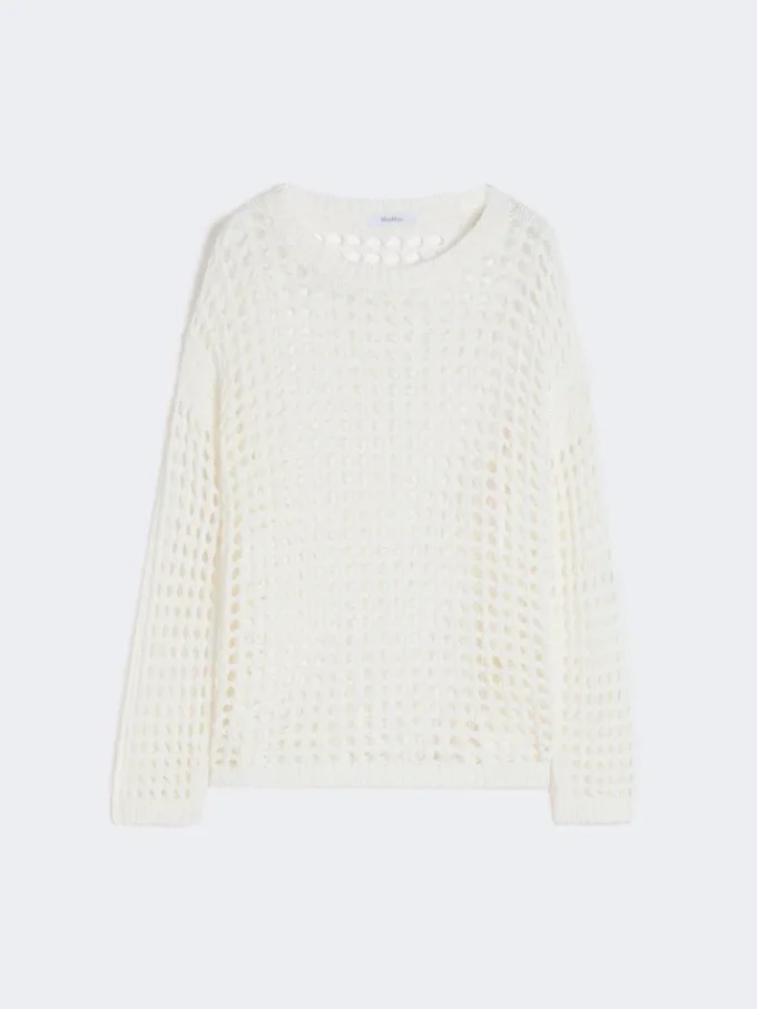 Pullover aus Baumwollmesh, optisches Weiß Pullover aus Baumwollmesh, optisches Weiß