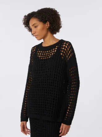 Pullover aus Baumwollmesh, schwarz