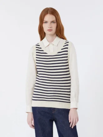 Pullover aus geripptem Baumwollgarn, marineblau