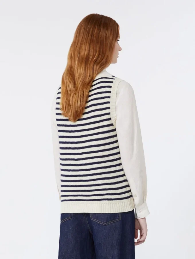 Pullover aus geripptem Baumwollgarn, marineblau Pullover aus geripptem Baumwollgarn, marineblau