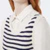 Pullover aus geripptem Baumwollgarn, marineblau Pullover aus geripptem Baumwollgarn, marineblau