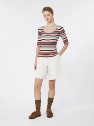 Pullover aus geripptem Stretch-Viskosegarn, mehrfarbig
