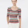 Pullover aus geripptem Stretch-Viskosegarn, mehrfarbig