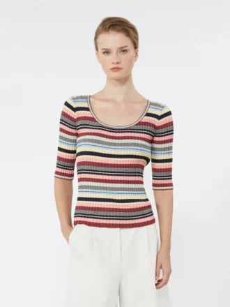 Pullover aus geripptem Stretch-Viskosegarn, mehrfarbig