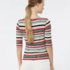 Pullover aus geripptem Stretch-Viskosegarn, mehrfarbig
