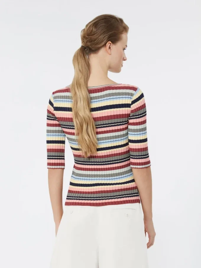 Pullover aus geripptem Stretch-Viskosegarn, mehrfarbig