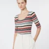 Pullover aus geripptem Stretch-Viskosegarn, mehrfarbig