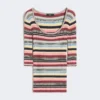 Pullover aus geripptem Stretch-Viskosegarn, mehrfarbig