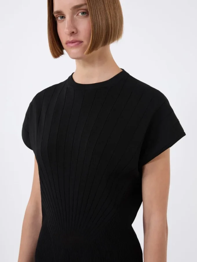 Pullover aus geripptem Viskose-Strick, schwarz Pullover aus geripptem Viskose-Strick, schwarz