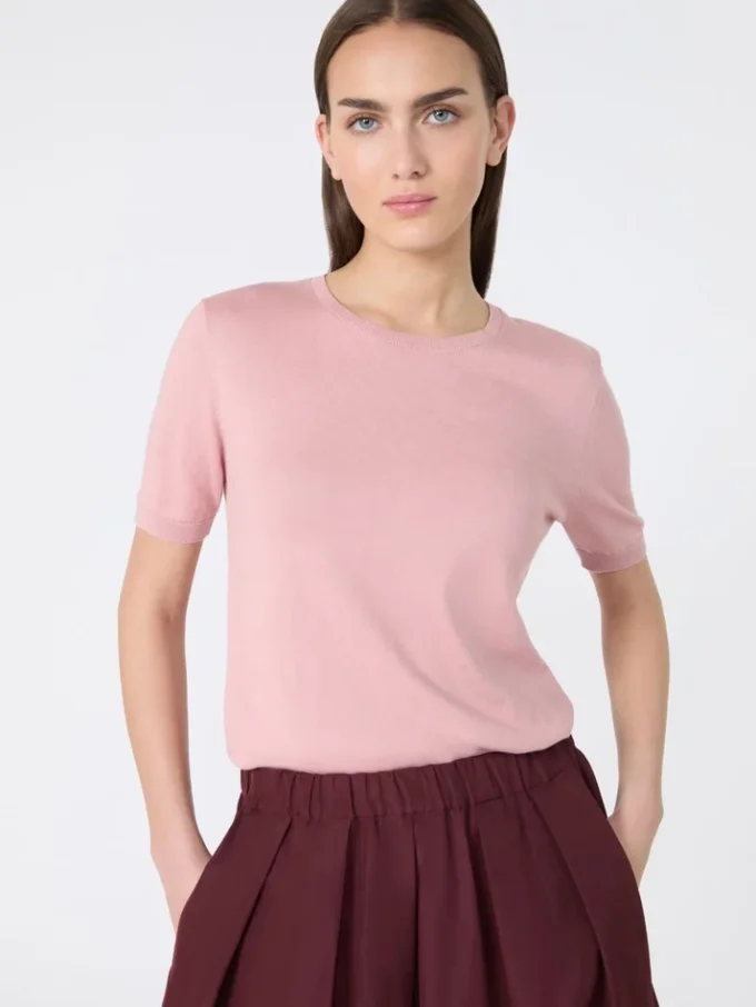 Pullover aus Seide und Baumwolle, rosa Pullover aus Seide und Baumwolle, rosa