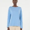Pullover aus Seiden- und Baumwollgarn, hellblau Pullover aus Seiden- und Baumwollgarn, hellblau
