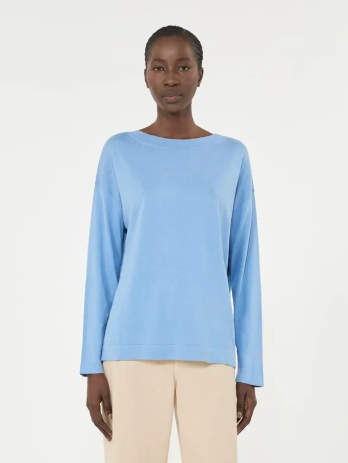 Pullover aus Seiden- und Baumwollgarn, hellblau Pullover aus Seiden- und Baumwollgarn, hellblau