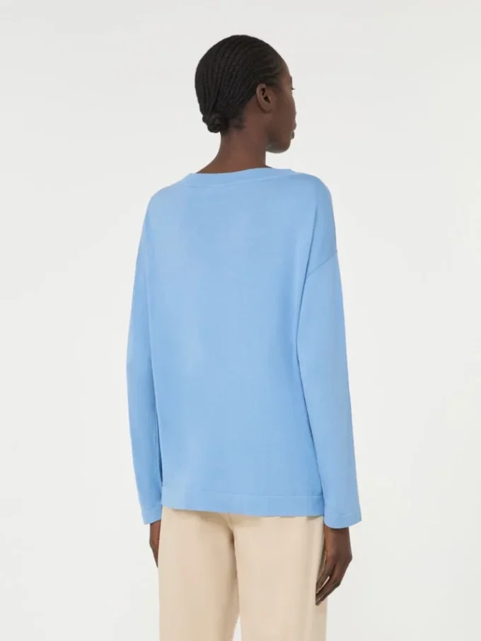 Pullover aus Seiden- und Baumwollgarn, hellblau Pullover aus Seiden- und Baumwollgarn, hellblau