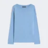Pullover aus Seiden- und Baumwollgarn, hellblau Pullover aus Seiden- und Baumwollgarn, hellblau