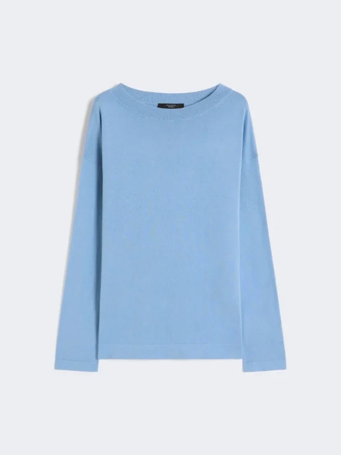 Pullover aus Seiden- und Baumwollgarn, hellblau Pullover aus Seiden- und Baumwollgarn, hellblau