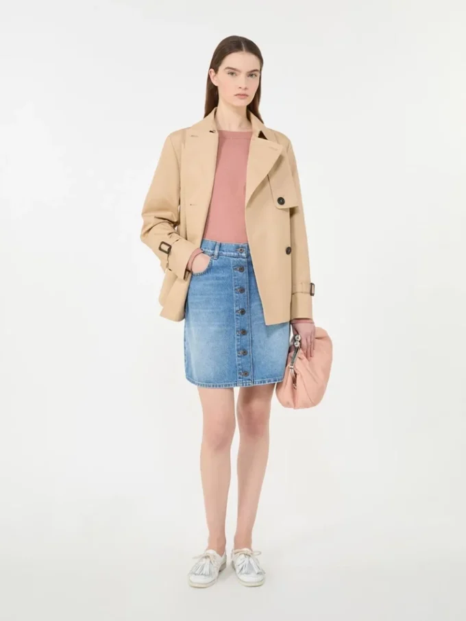 Kurzer, wasserabweisender Trenchcoat aus Gabardine, beige Kurzer, wasserabweisender Trenchcoat aus Gabardine, beige