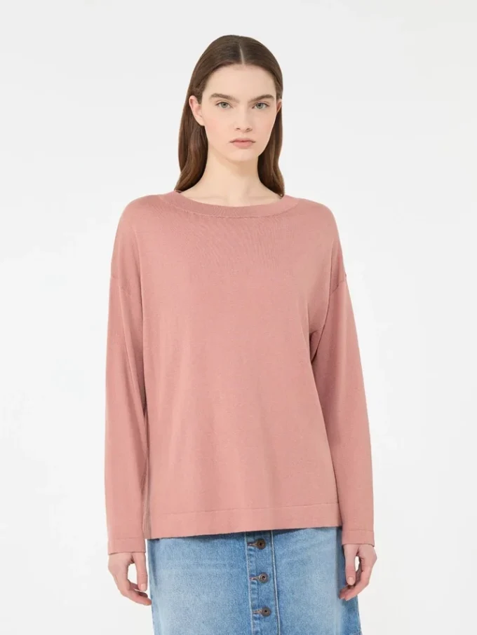 Pullover aus Seiden- und Baumwollgarn, rosa Pullover aus Seiden- und Baumwollgarn, rosa
