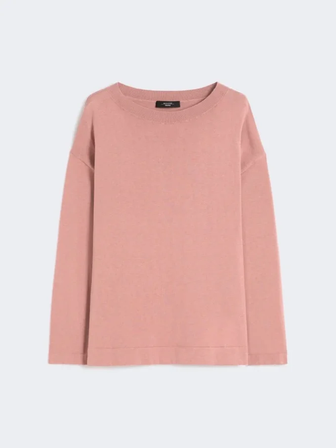 Pullover aus Seiden- und Baumwollgarn, rosa Pullover aus Seiden- und Baumwollgarn, rosa