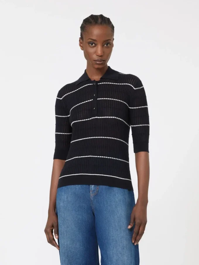 Pullover aus Seiden- und Wollgarn, marineblau Pullover aus Seiden- und Wollgarn, marineblau