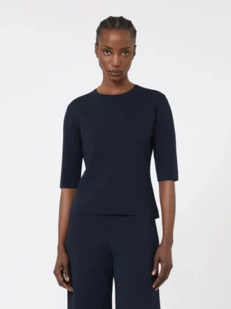 Pullover aus Viskose-Crêpe mit Rundhalsausschnitt, ultramarinblau