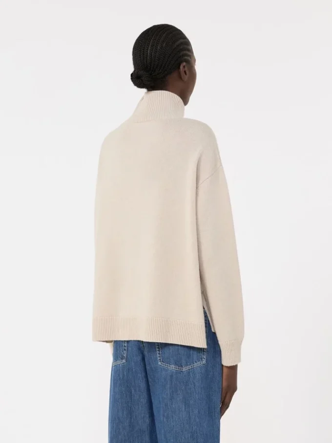 Pullover mit Rollkragen aus Wolle und Kaschmir in Boxy-Passform, weiß Pullover mit Rollkragen aus Wolle und Kaschmir in Boxy-Passform, weiß