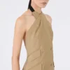 Ärmellose Jacke aus Wolle und Seidenpopeline, kamelfarben Ärmellose Jacke aus Wolle und Seidenpopeline, kamelfarben