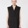 Ärmelloser Blazer aus Stretch-Wolle, schwarz Ärmelloser Blazer aus Stretch-Wolle, schwarz