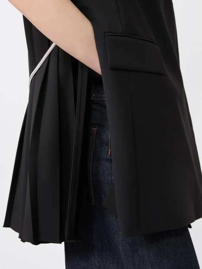 Ärmelloser Blazer aus Stretch-Wolle, schwarz Ärmelloser Blazer aus Stretch-Wolle, schwarz