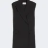 Ärmelloser Blazer aus Stretch-Wolle, schwarz Ärmelloser Blazer aus Stretch-Wolle, schwarz