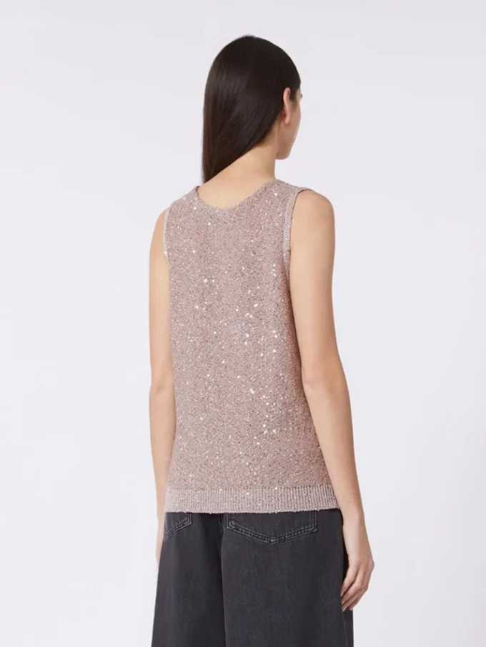 Ärmelloser Pullover mit Pailletten, Altrosa Ärmelloser Pullover mit Pailletten, Altrosa