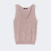 Ärmelloser Pullover mit Pailletten, Altrosa Ärmelloser Pullover mit Pailletten, Altrosa
