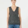 Ärmelloser Pullover mit Pailletten, dunkelgrau Ärmelloser Pullover mit Pailletten, dunkelgrau