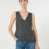 Ärmelloser Pullover mit Pailletten, dunkelgrau Ärmelloser Pullover mit Pailletten, dunkelgrau