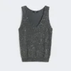 Ärmelloser Pullover mit Pailletten, dunkelgrau Ärmelloser Pullover mit Pailletten, dunkelgrau