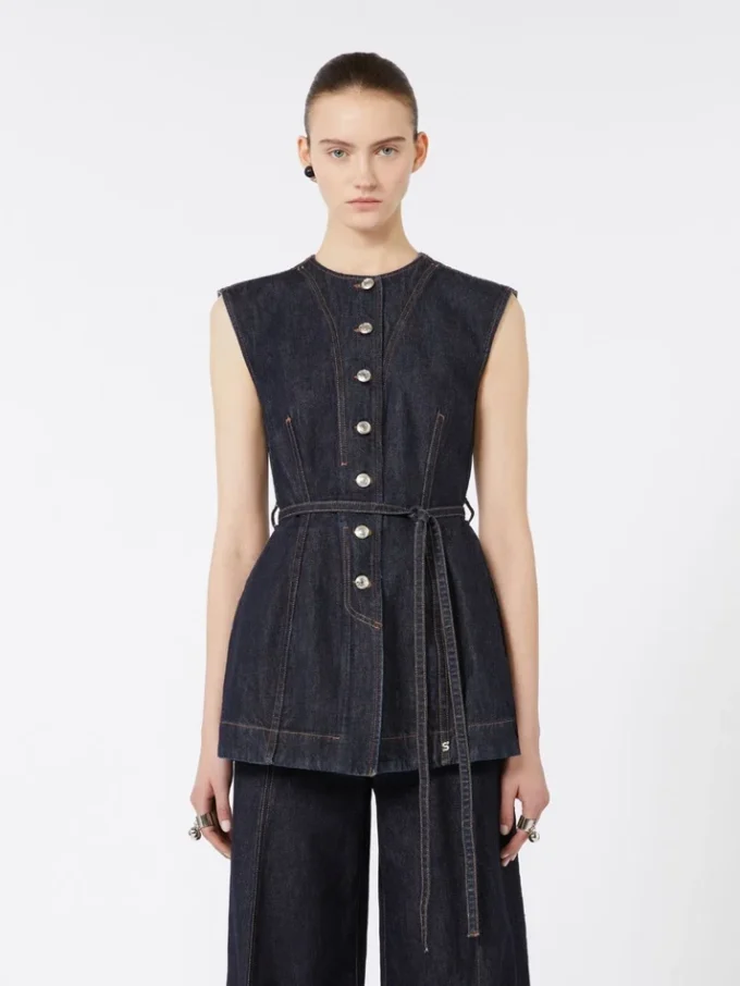 Ärmelloses Denim-Oberteil, mitternachtsblau Ärmelloses Denim-Oberteil, mitternachtsblau
