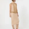 Ärmelloses Jerseykleid mit Kristallen, kamelfarben Ärmelloses Jerseykleid mit Kristallen, kamelfarben