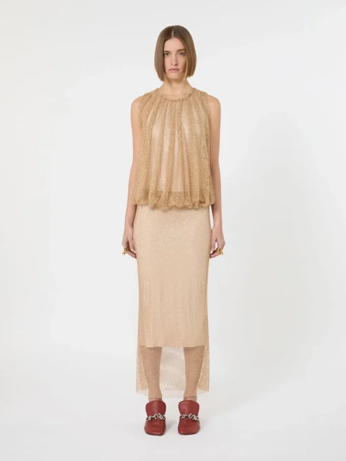 Ärmelloses Jerseykleid mit Kristallen, kamelfarben Ärmelloses Jerseykleid mit Kristallen, kamelfarben