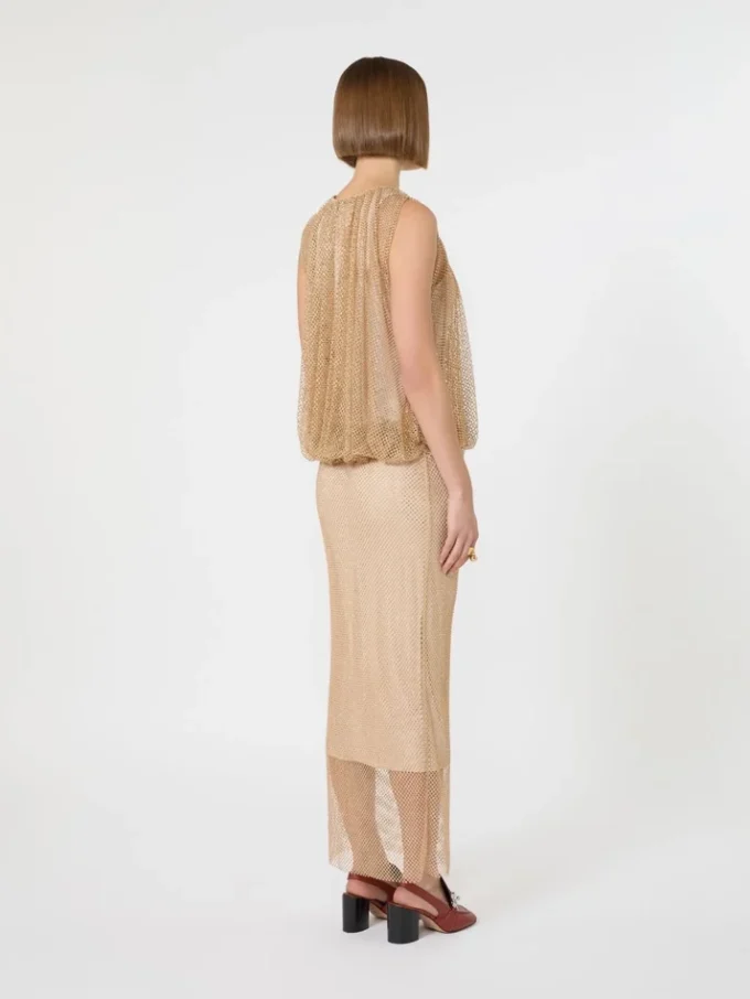 Ärmelloses Jerseykleid mit Kristallen, kamelfarben Ärmelloses Jerseykleid mit Kristallen, kamelfarben