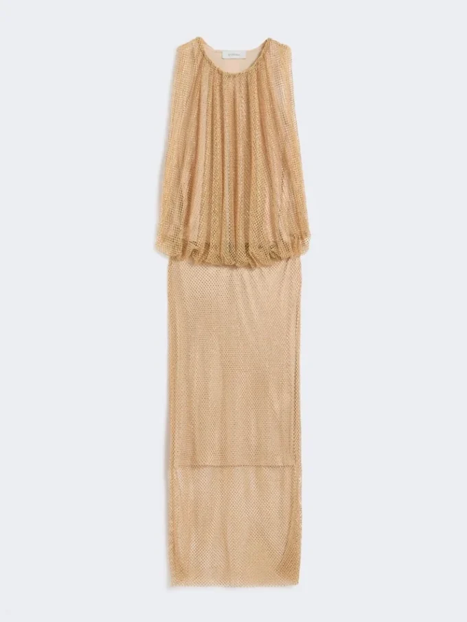Ärmelloses Jerseykleid mit Kristallen, kamelfarben Ärmelloses Jerseykleid mit Kristallen, kamelfarben