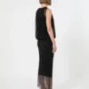Ärmelloses Jerseykleid mit Kristallen, schwarz